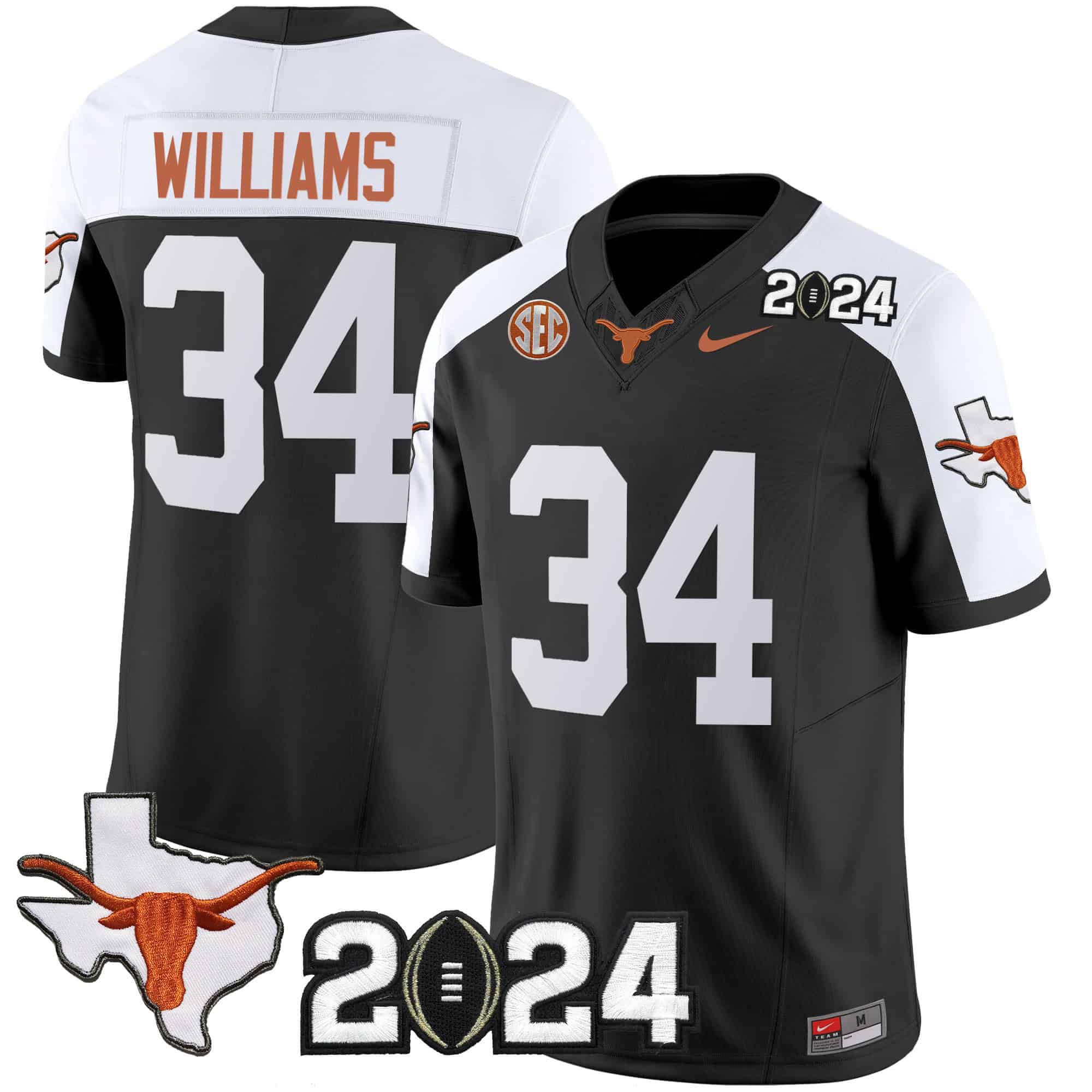Men Texas Longhorns #34 Williams Black 2024 Nike Vapor Limited NCAA Jersey